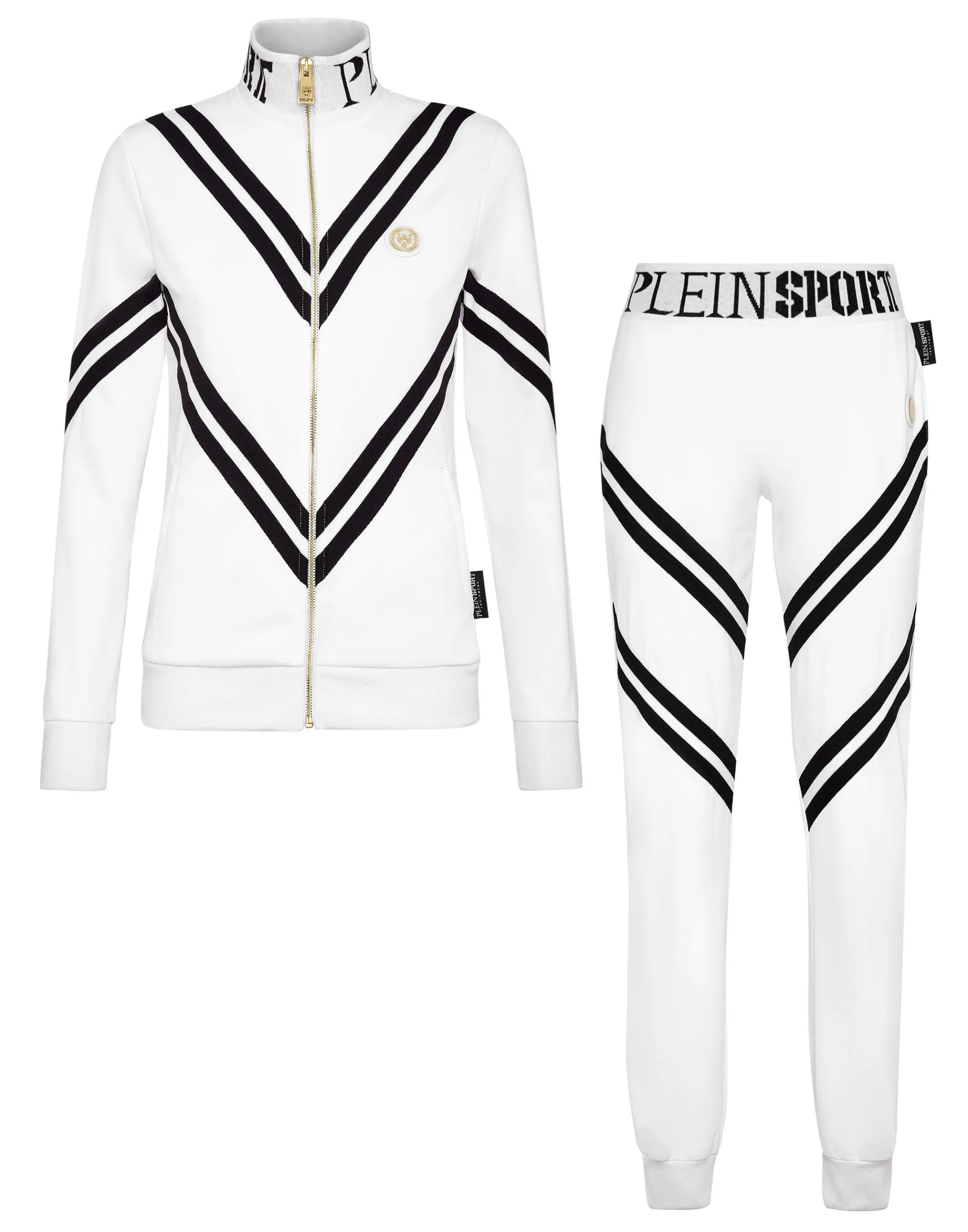 Women Plein Sport Jogging Set: Zip-Up Jacket + Pants Statement