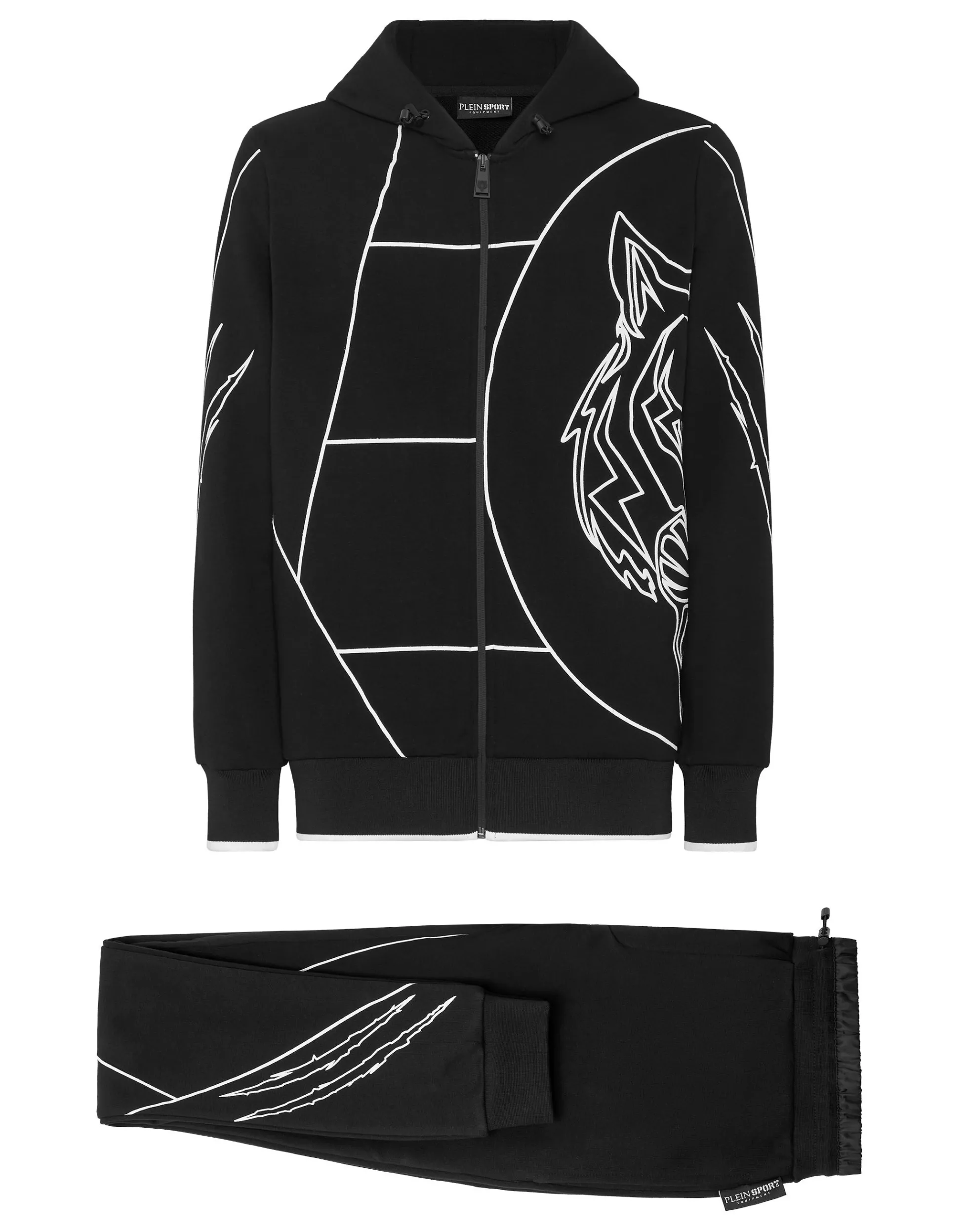 Men Plein Sport Jogging Tracksuit: Sweatjacket/Trousers Tiger Court Edition