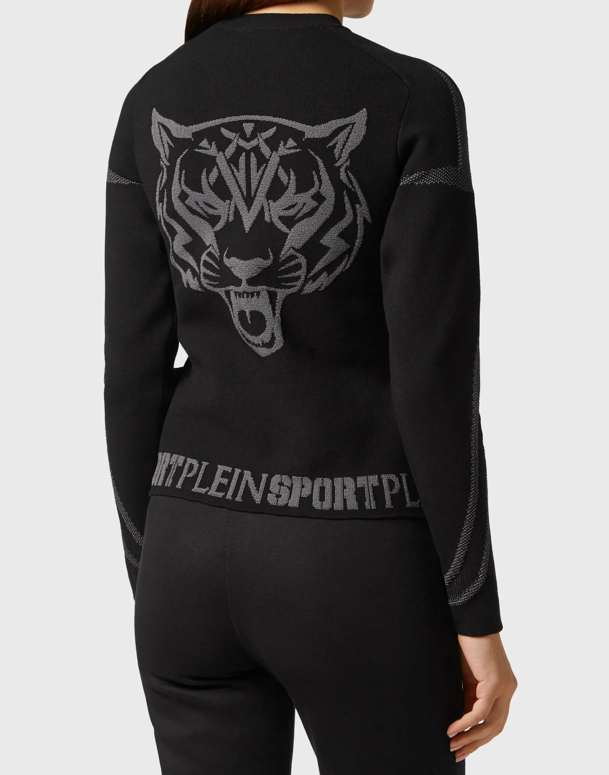 Women Plein Sport Knit Jacquard Long-Sleeved T-Shirt