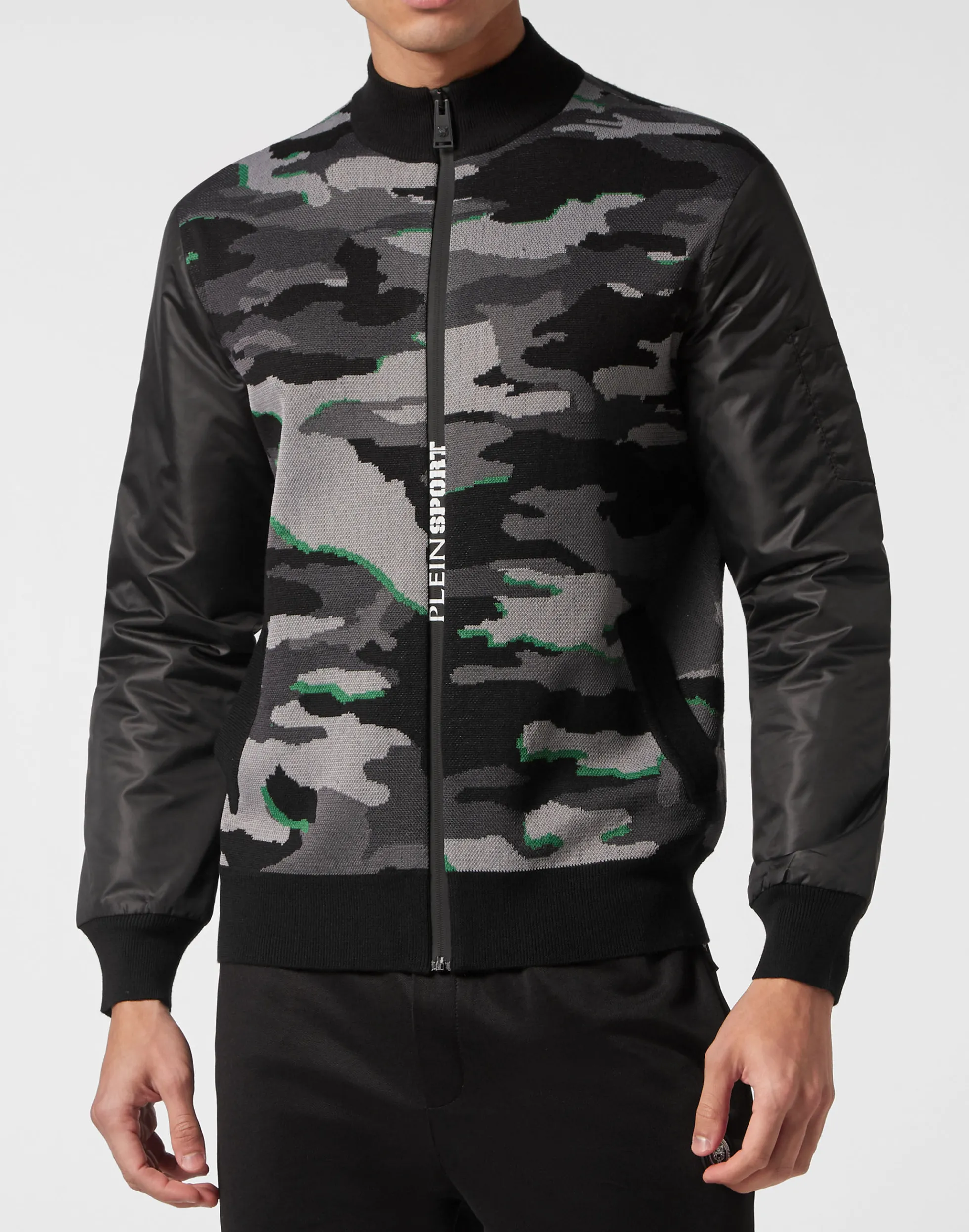 Men Plein Sport Knit Padded Jacket Neon Amazon Edition (Camouflage)