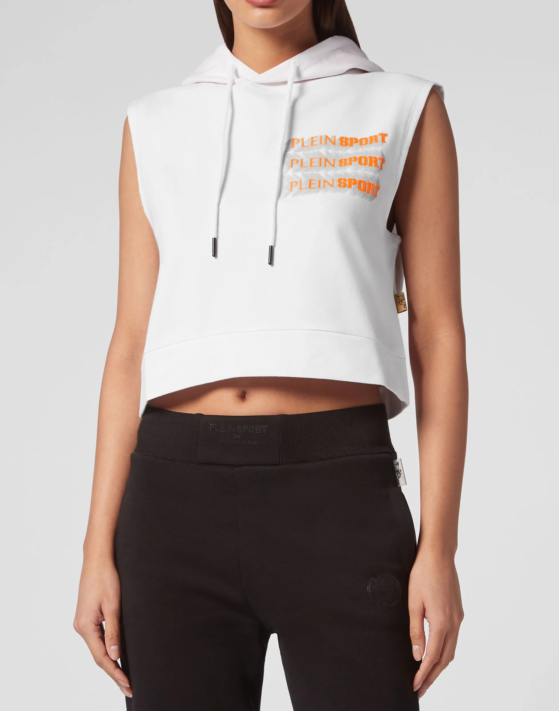 Women Plein Sport Sleeveless Hoodie Sweatshirt