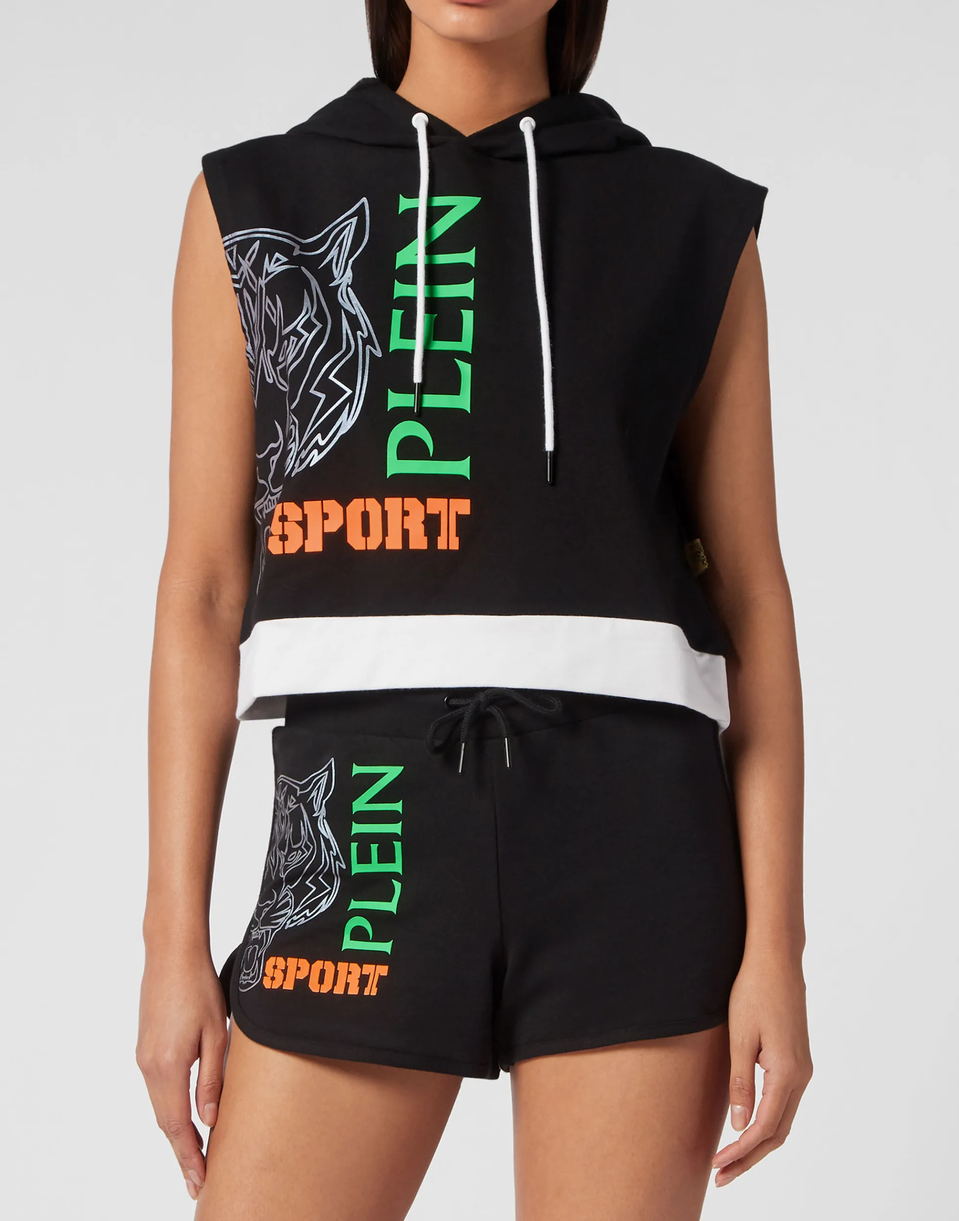 Women Plein Sport Sleeveless Hoodie Sweatshirt