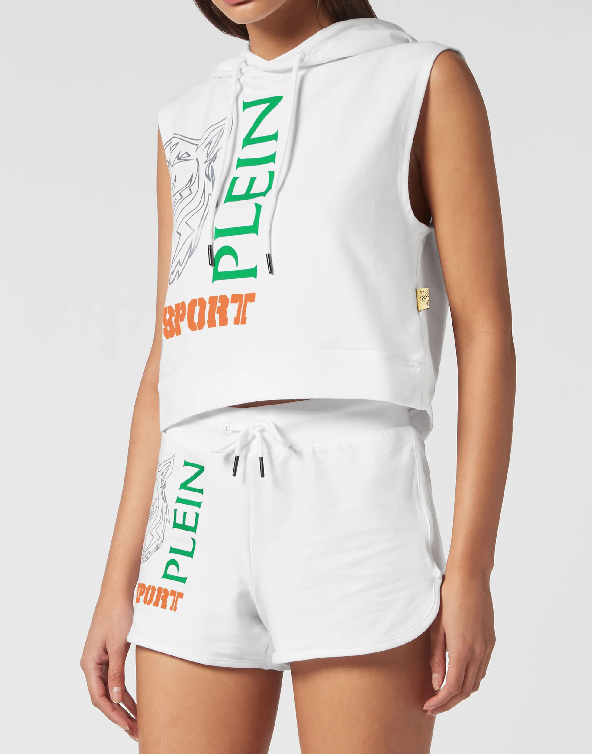 Women Plein Sport Sleeveless Hoodie Sweatshirt