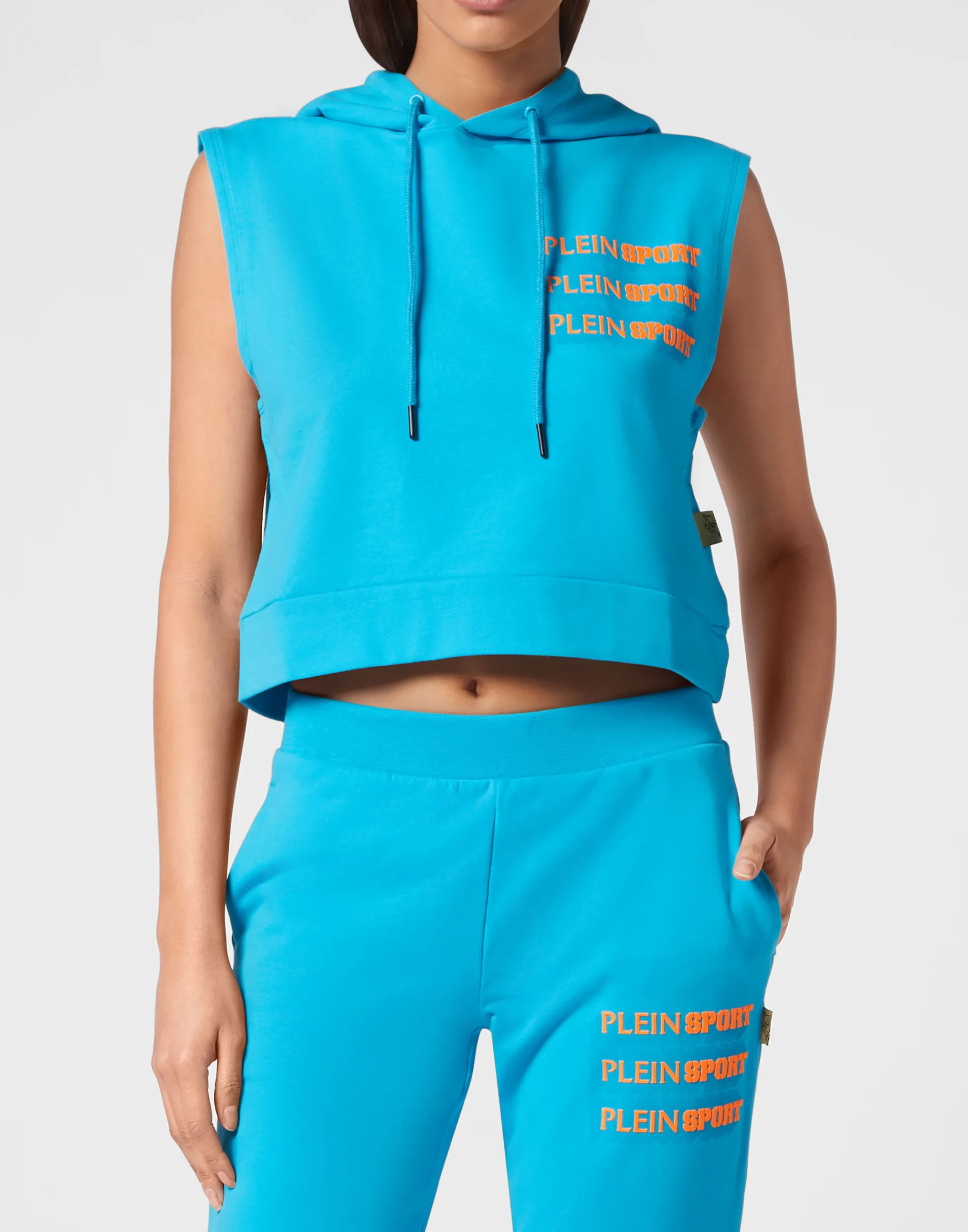 Women Plein Sport Sleeveless Hoodie Sweatshirt