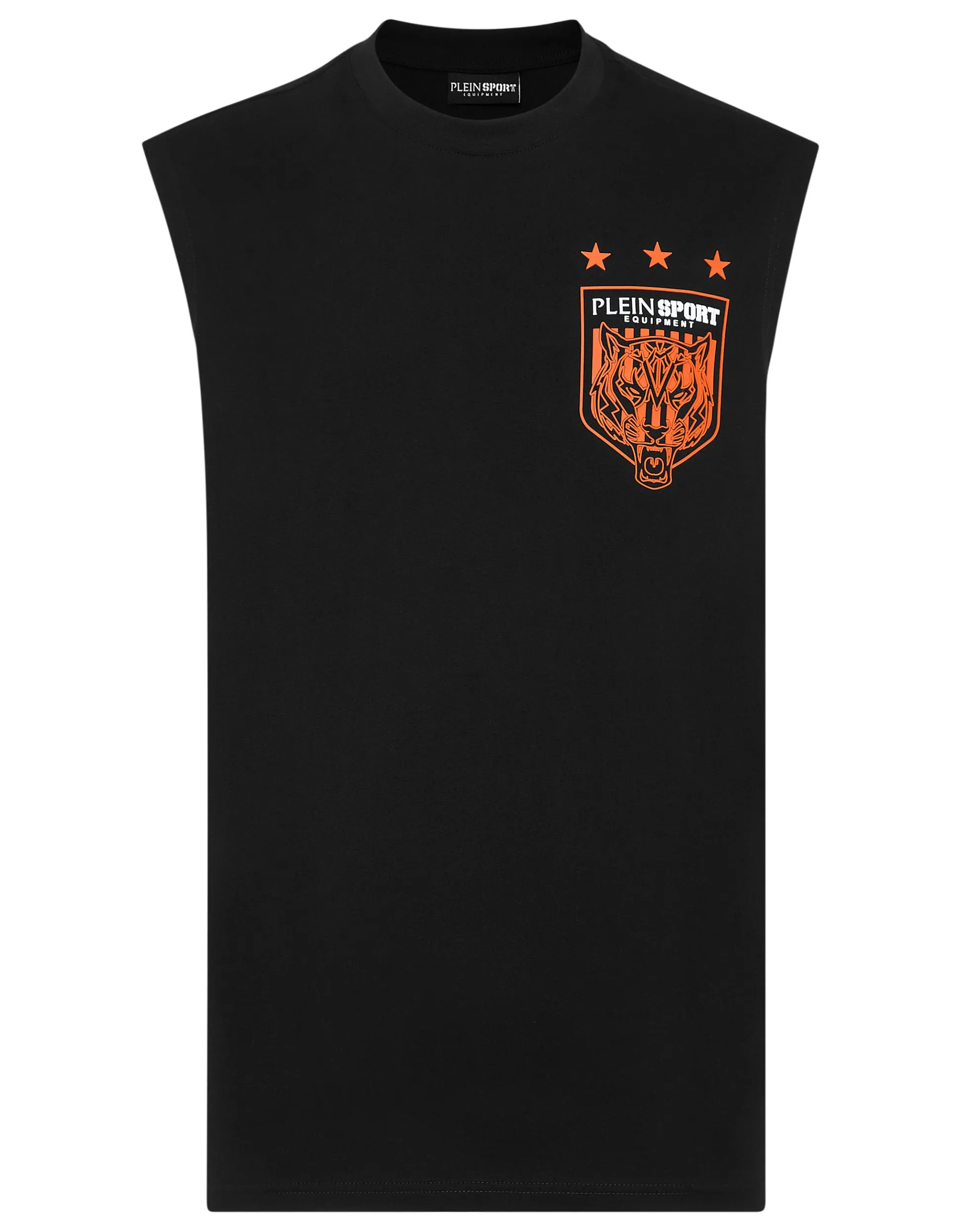 Men Plein Sport Sleeveless T-Shirt Round Neck Tiger Crest Edition