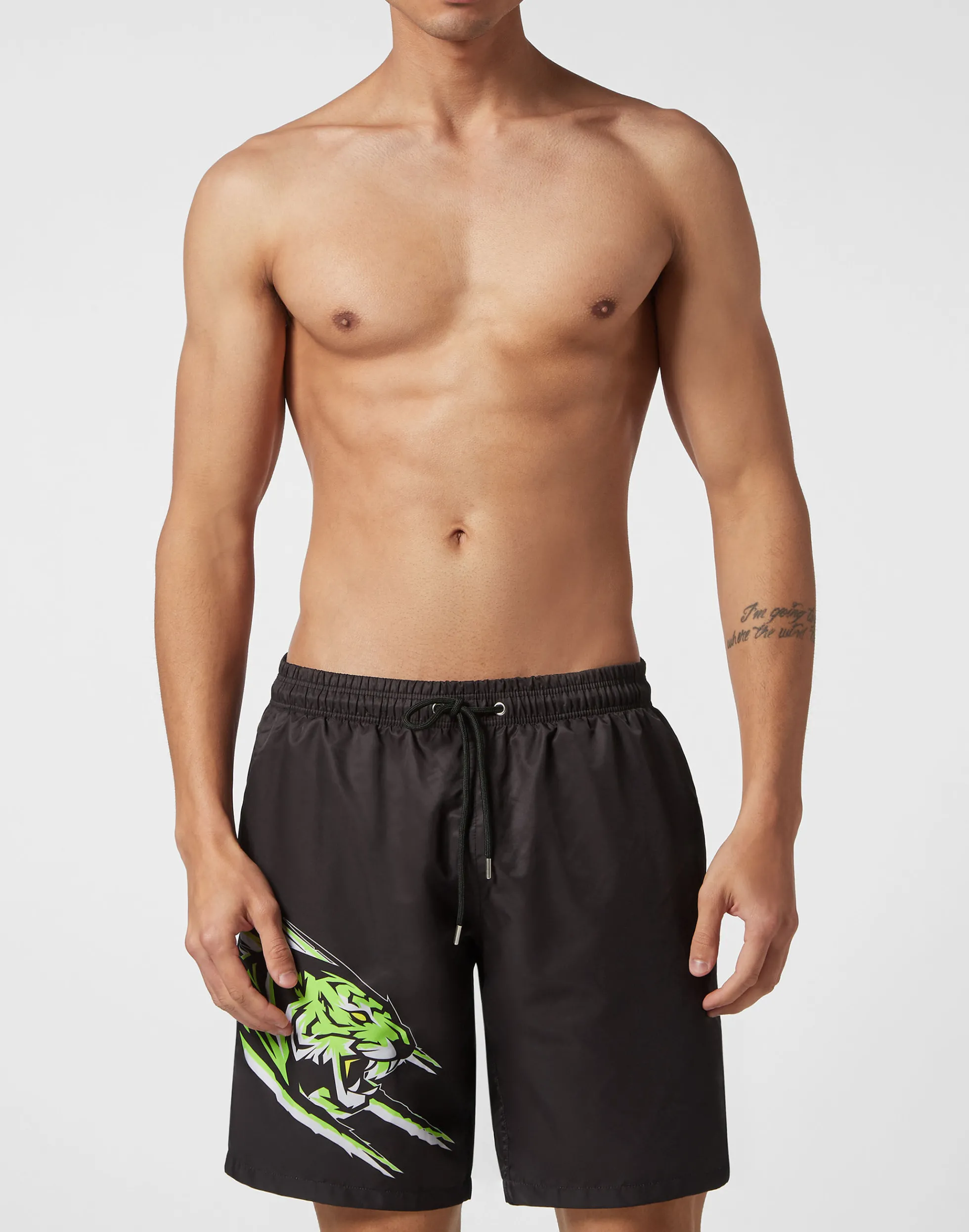 Men Plein Sport Swim-Trunks Tiger