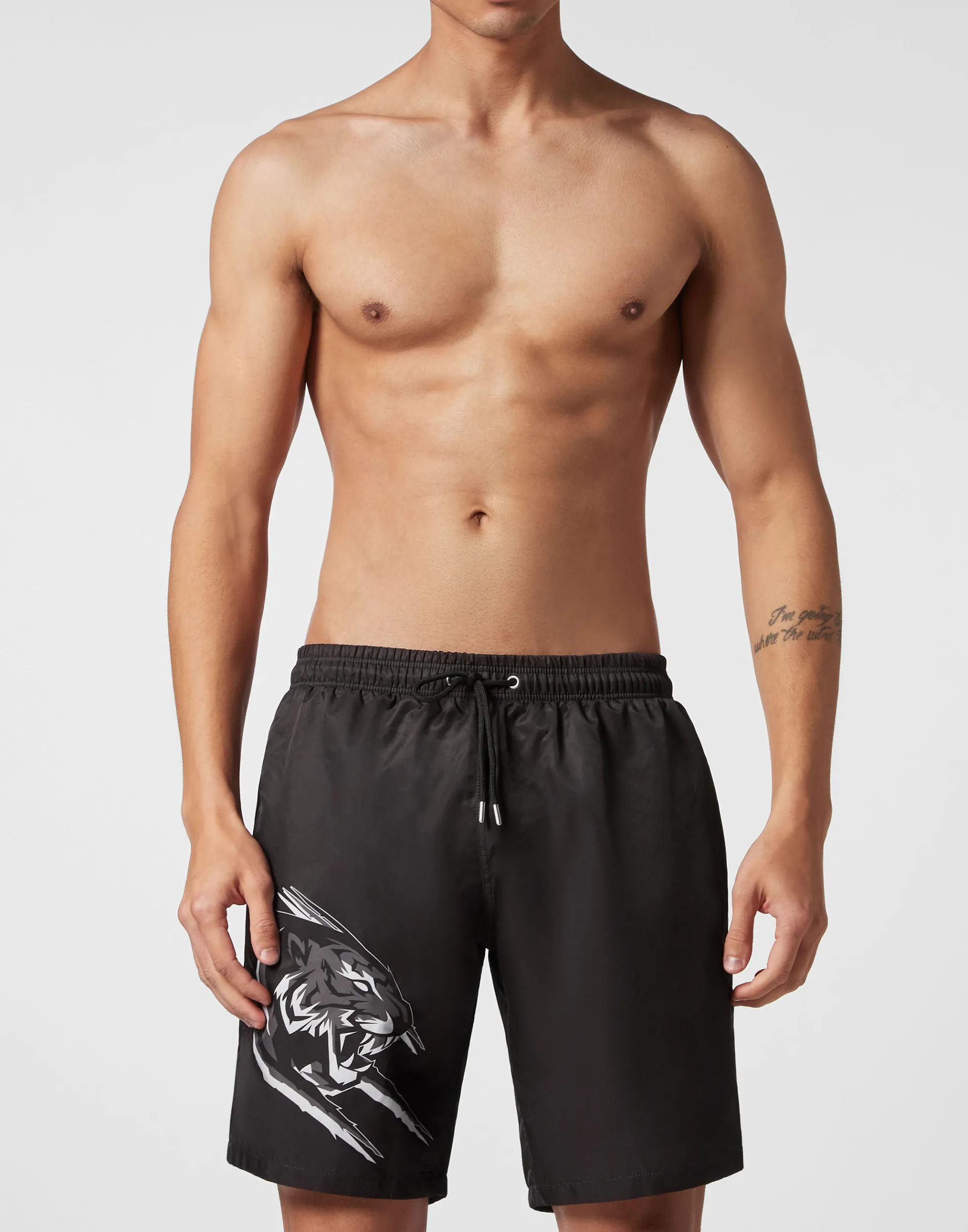 Men Plein Sport Swim-Trunks Tiger