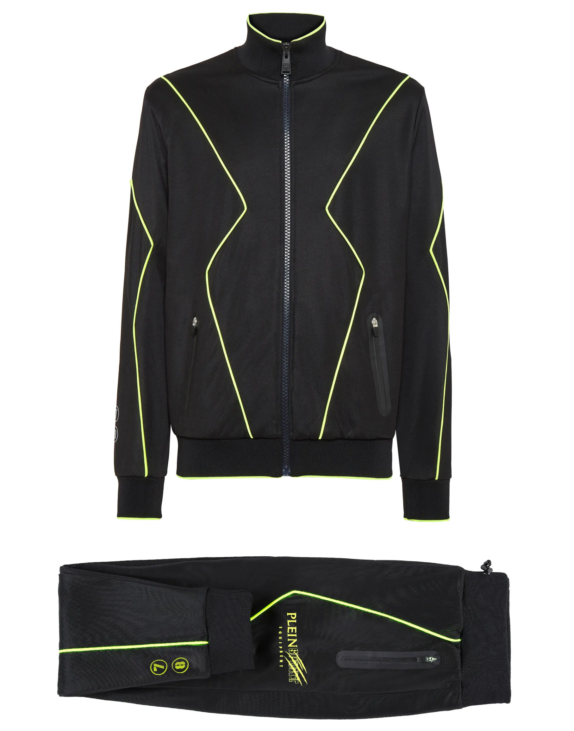 Men Plein Sport Tracksuit: Zip-Up Jacket + Jogging Pants