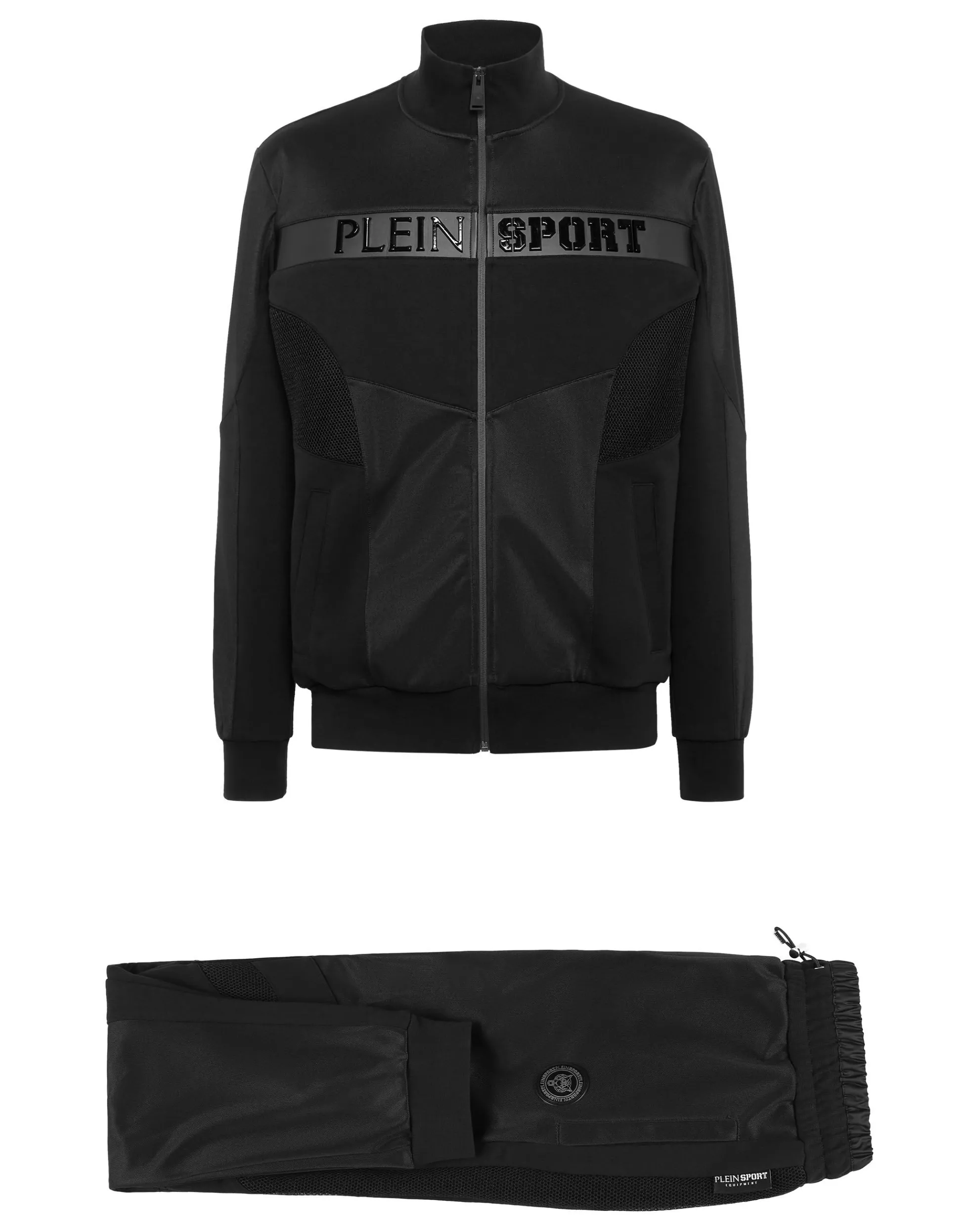 Men Plein Sport Tracksuit: Zip-Up Jacket + Jogging Pants Statement