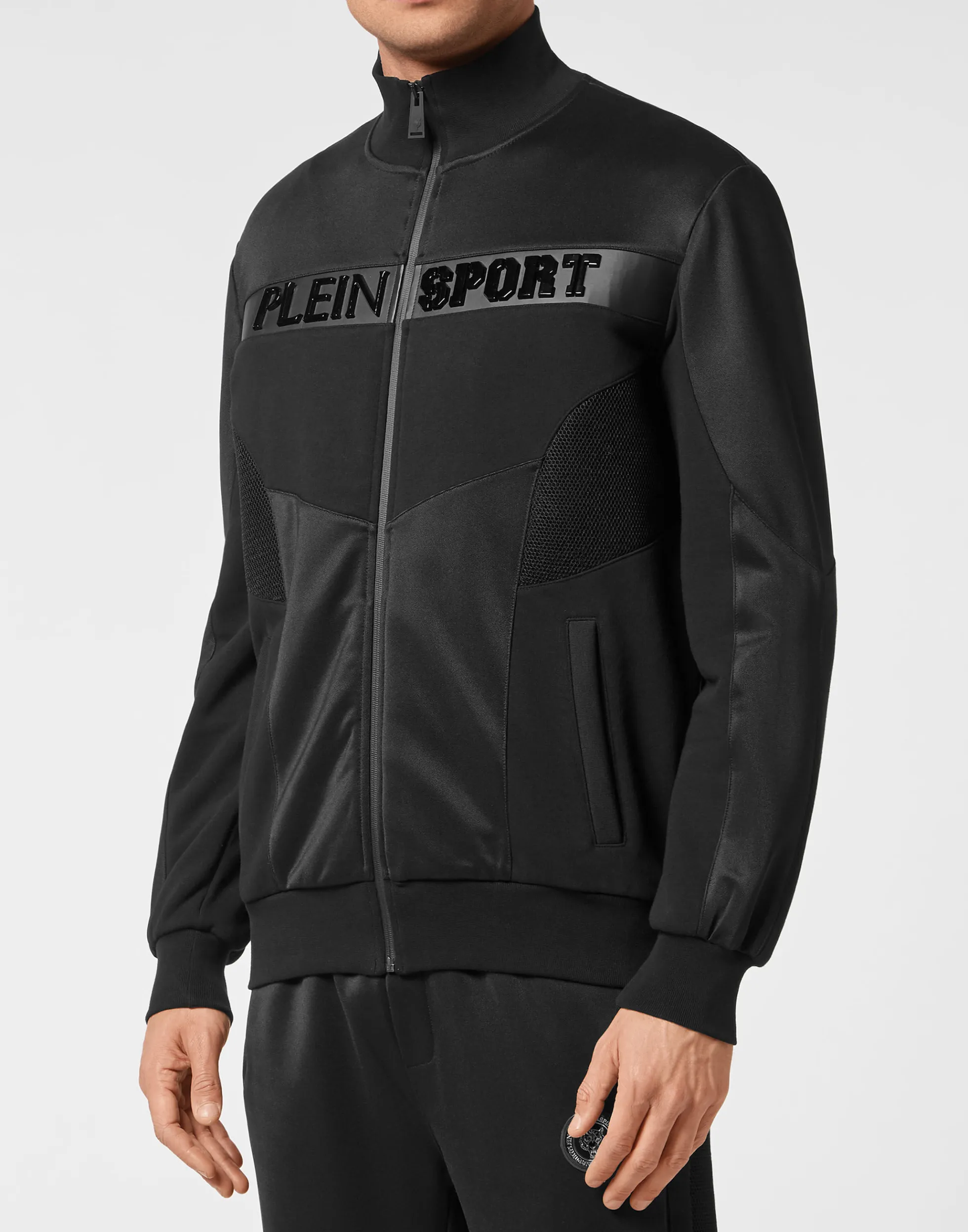 Men Plein Sport Tracksuit: Zip-Up Jacket + Jogging Pants Statement