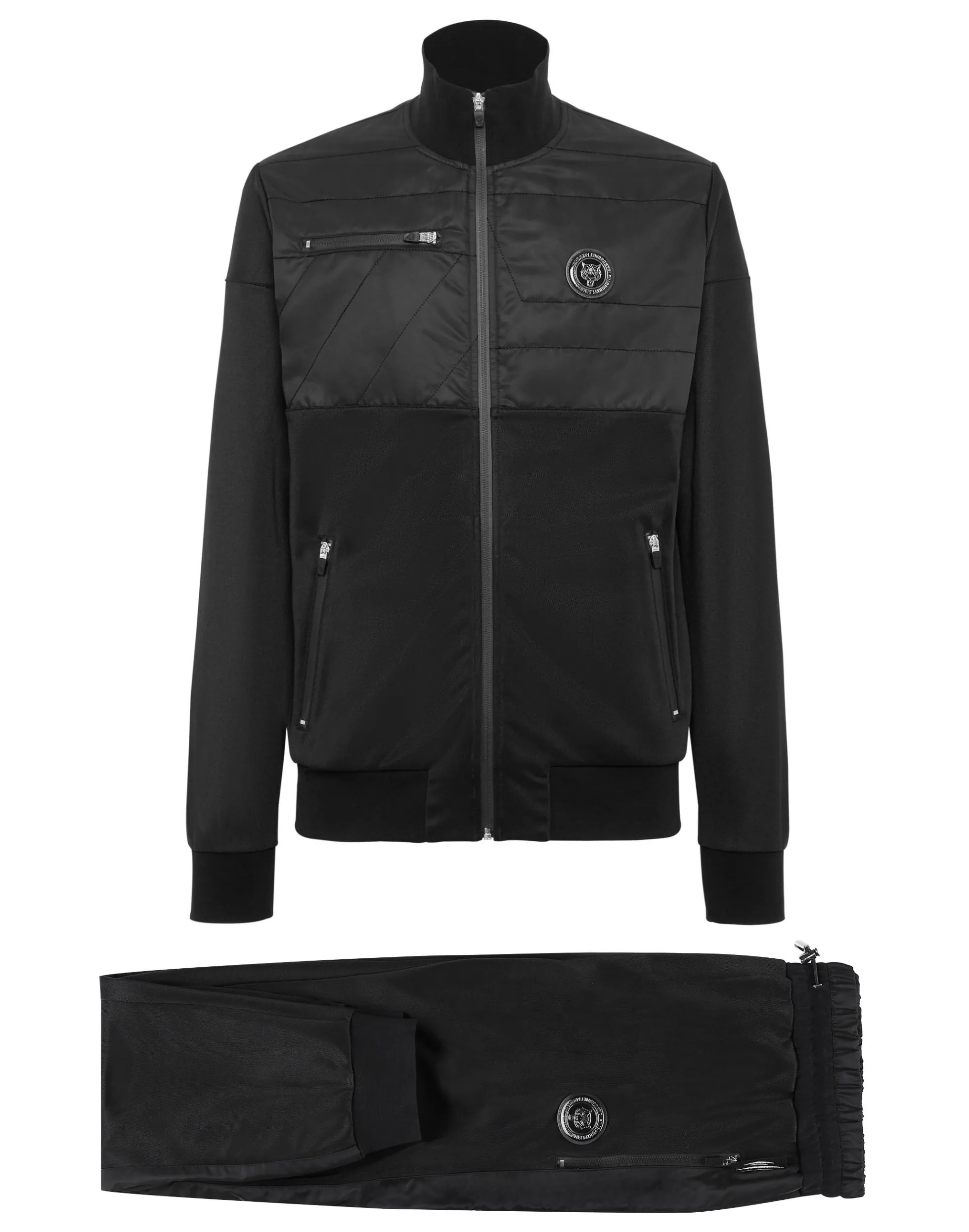 Men Plein Sport Tracksuit: Zip-Up Jacket + Jogging Pants Tiger