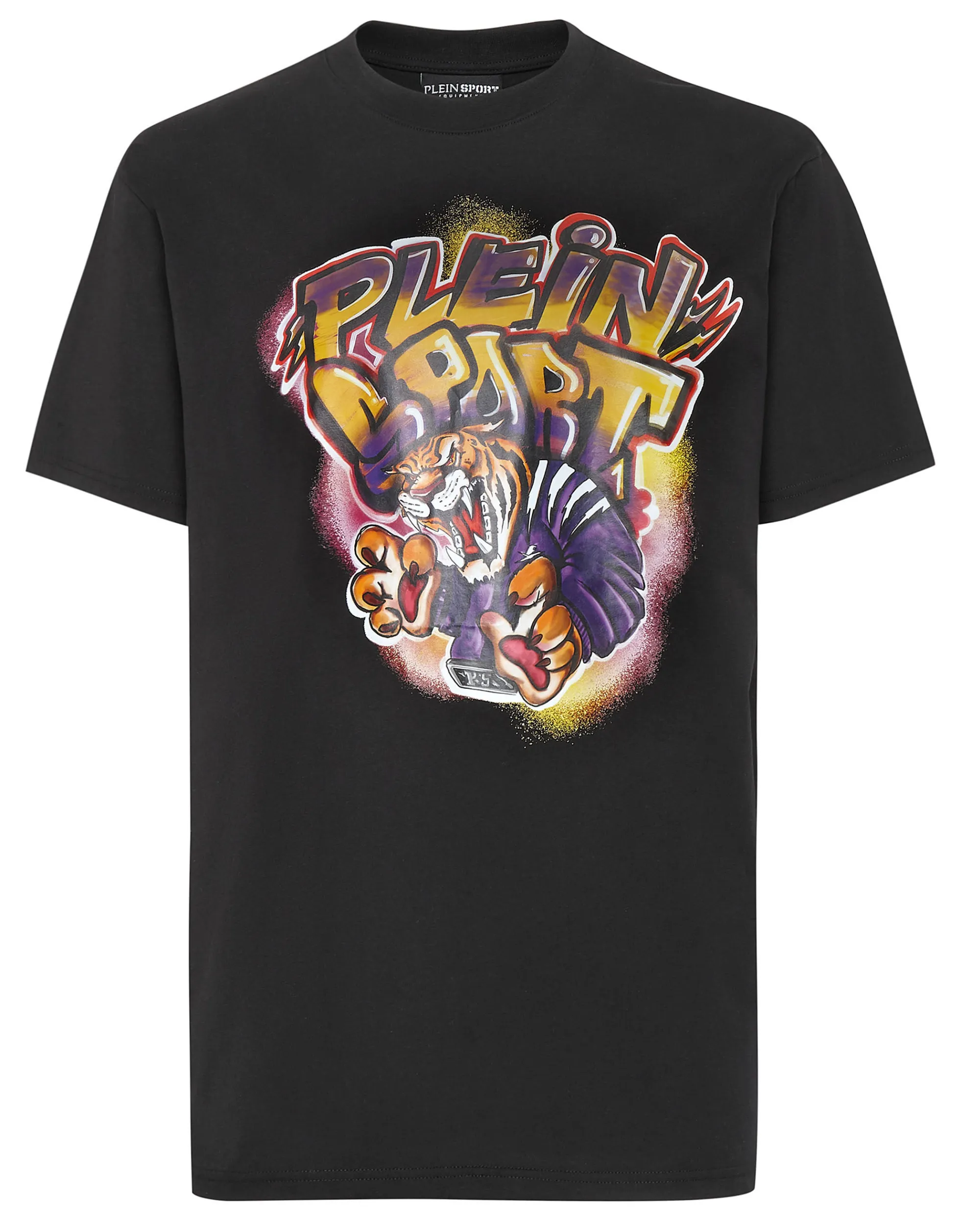 Men Plein Sport T-Shirt Round Neck Graffiti Tiger