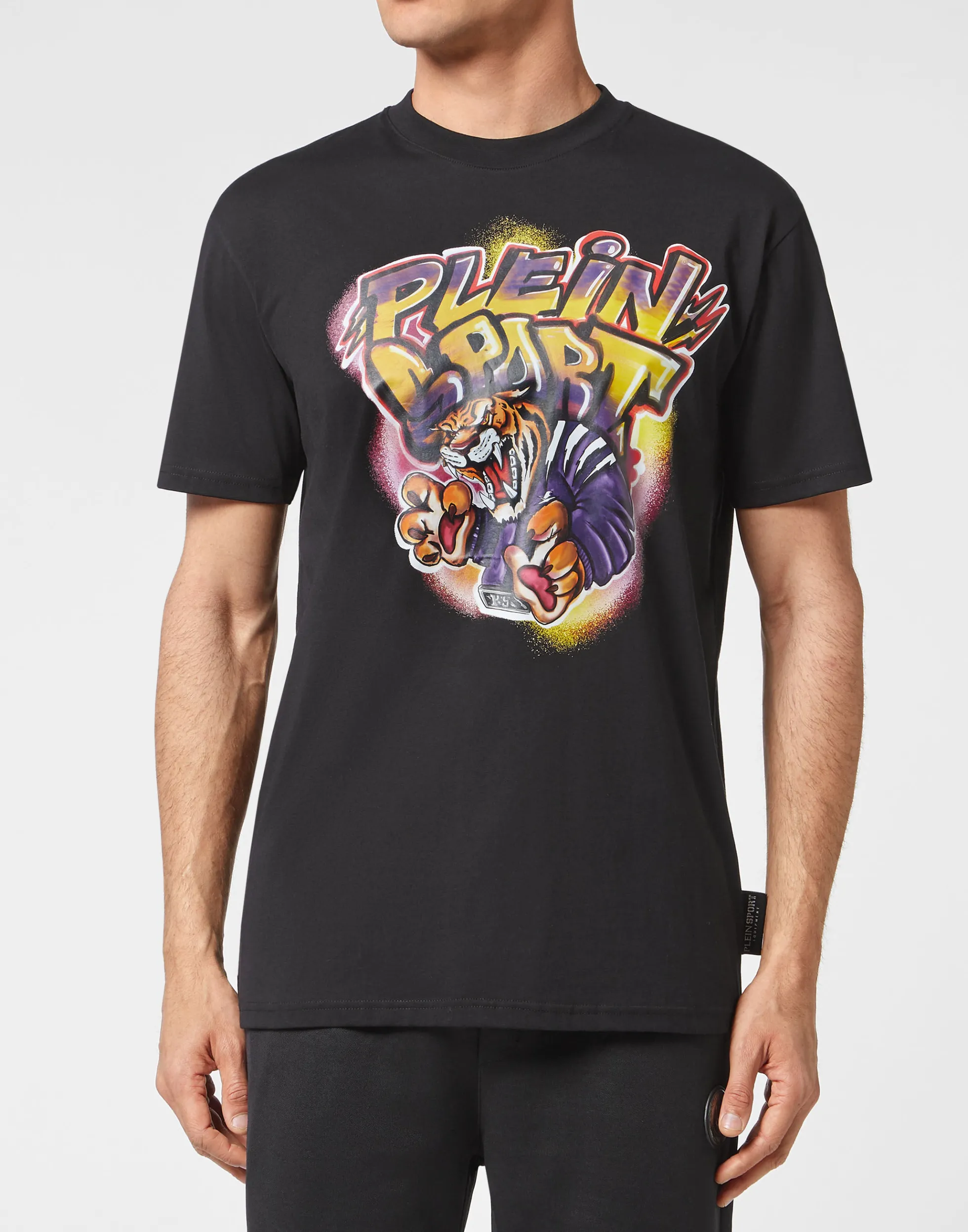 Men Plein Sport T-Shirt Round Neck Graffiti Tiger