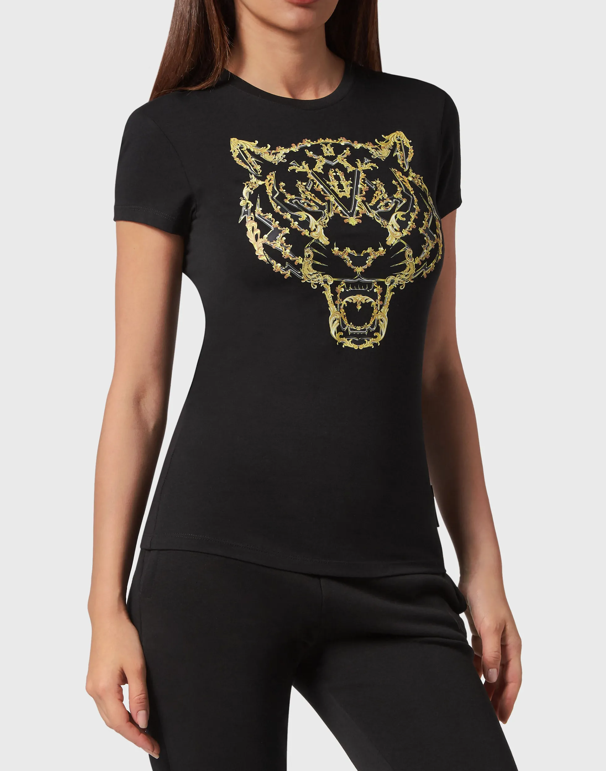 Women Plein Sport T-Shirt Round Neck Sexy Pure Fit Tiger