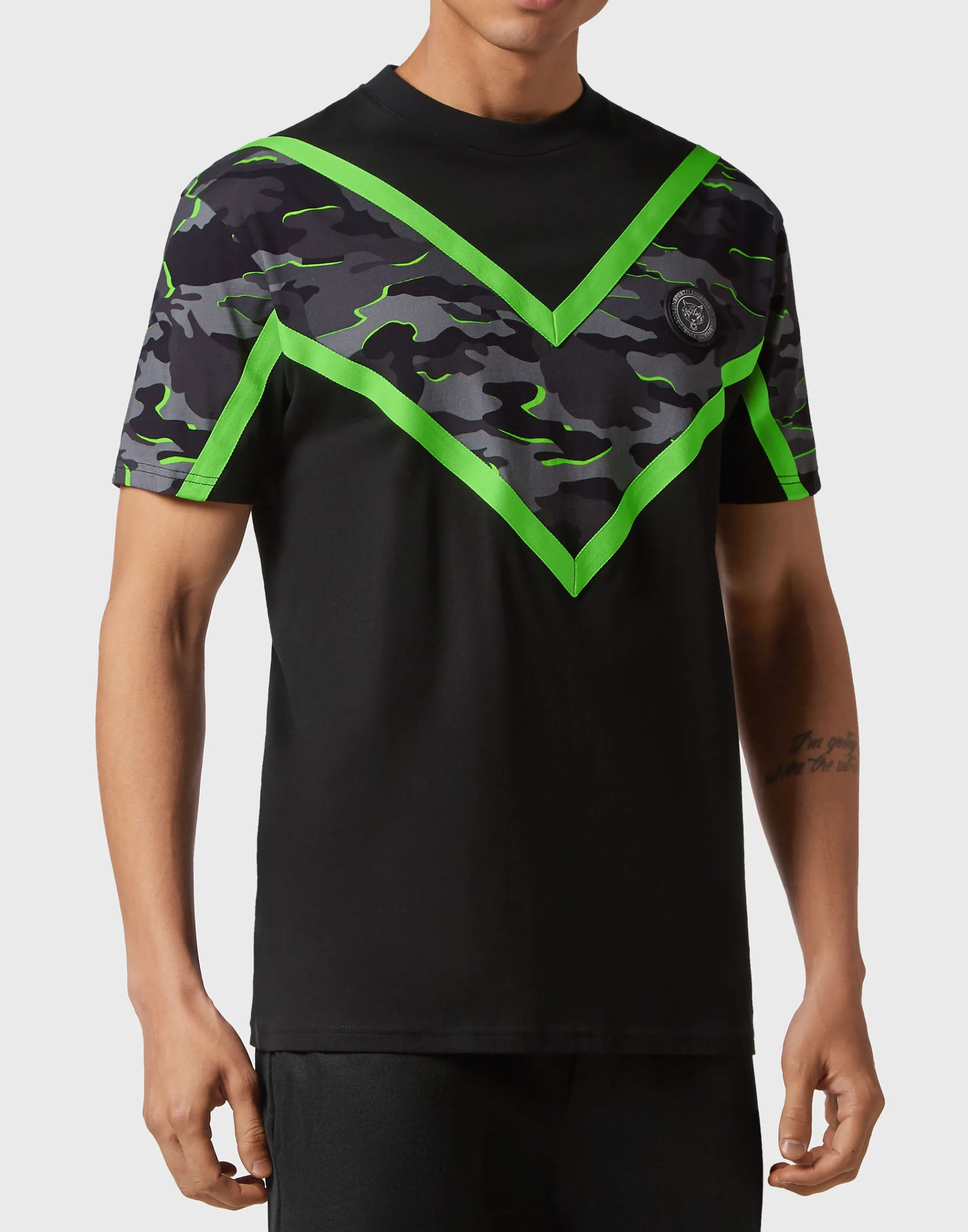 Men Plein Sport T-Shirt Round Neck Ss Neon Amazon Edition (Camouflage)